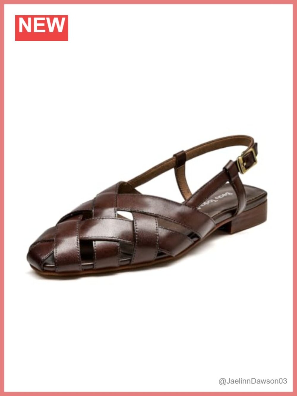 Women's Woven Slingback Fisherman Sandals Closed Toe Low Heel Cowhide Leather